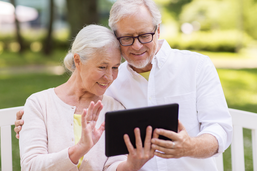 grandparents watching ipad