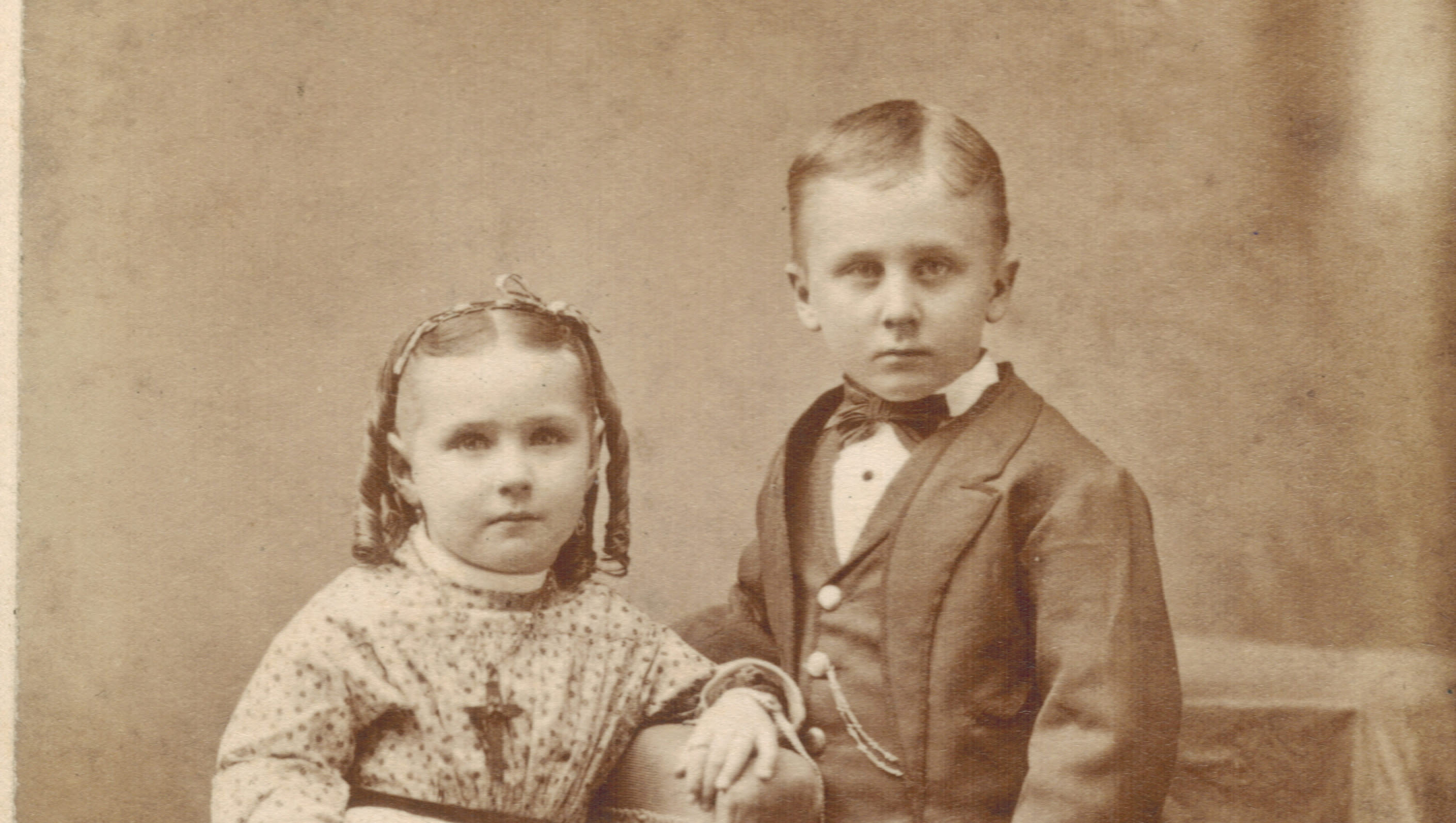 old-fashioned sepia photo of kids