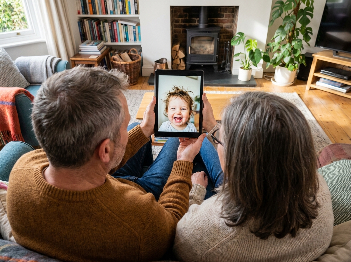 Grandparents video chatting